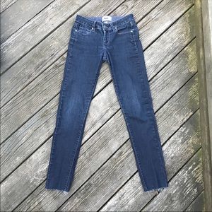 Paige skyline skinny raw hem dark wash jeans